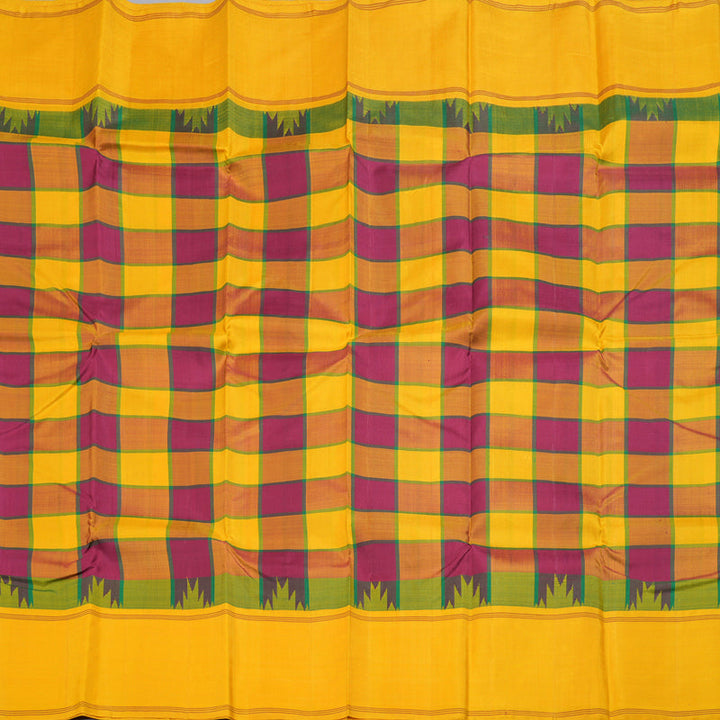 Hayagrivas Multi Color Checks Kanjivaram Silk Saree with Mustard Yellow Border BBD1594A29-1