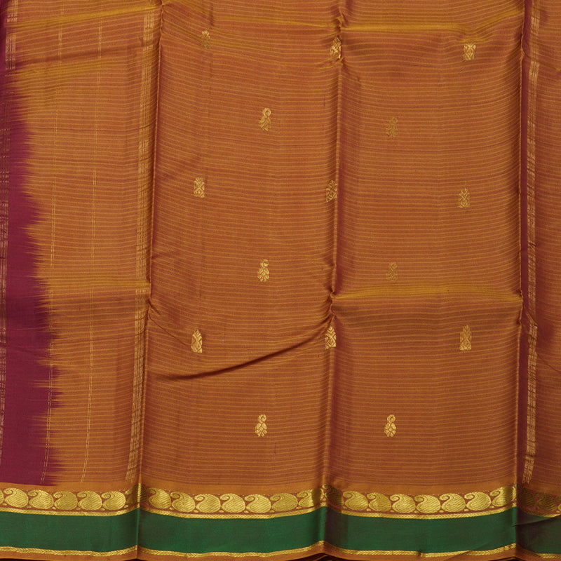 Hayagrivas Maroon Handloom Kanjivaram Silk Saree with Green Border BBD1627A5-17