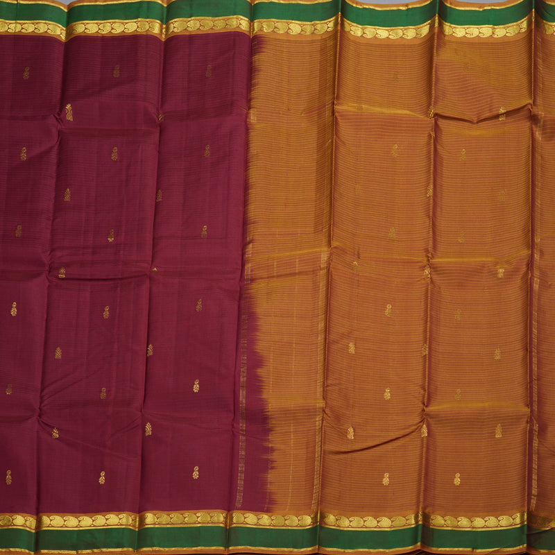 Hayagrivas Maroon Handloom Kanjivaram Silk Saree with Green Border BBD1627A5-17