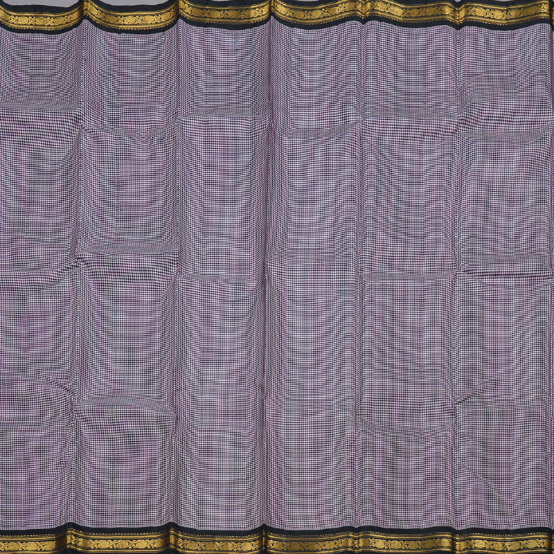 Hayagrivas Black And Mild Pink Muted Checks Handloom Kanjivaram Silk Saree with Black Border BBD1644A3-1