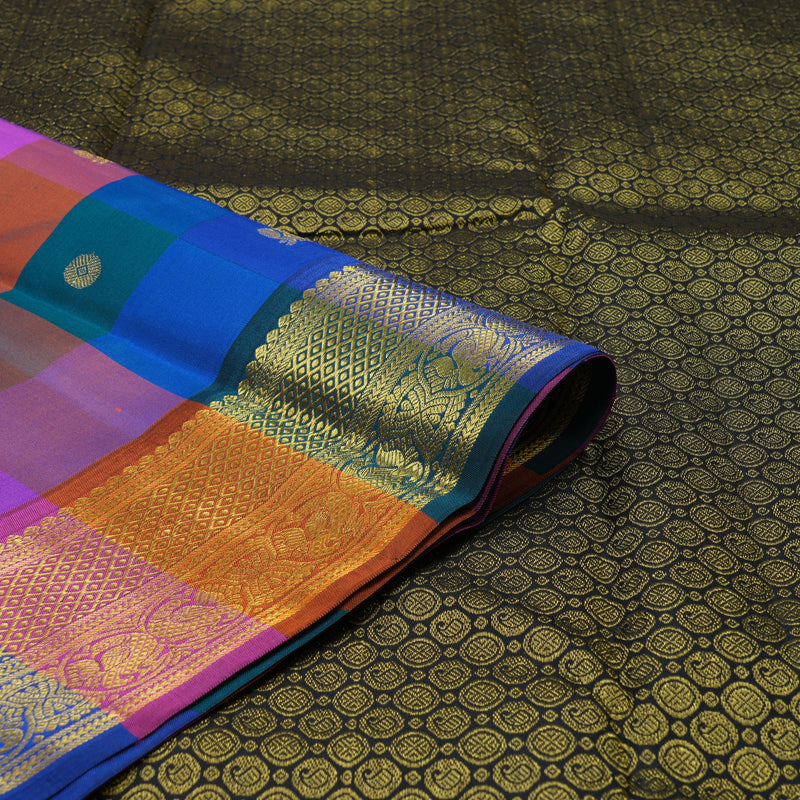 Hayagrivas Handloom Multicolour Checks Kanjivaram Silk Saree BBD1712811-1