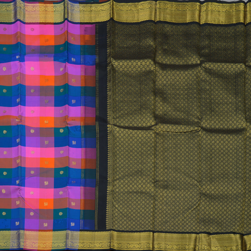 Hayagrivas Handloom Multicolour Checks Kanjivaram Silk Saree BBD1712811-1