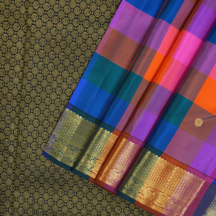 Hayagrivas Handloom Multicolour Checks Kanjivaram Silk Saree BBD1712811-1