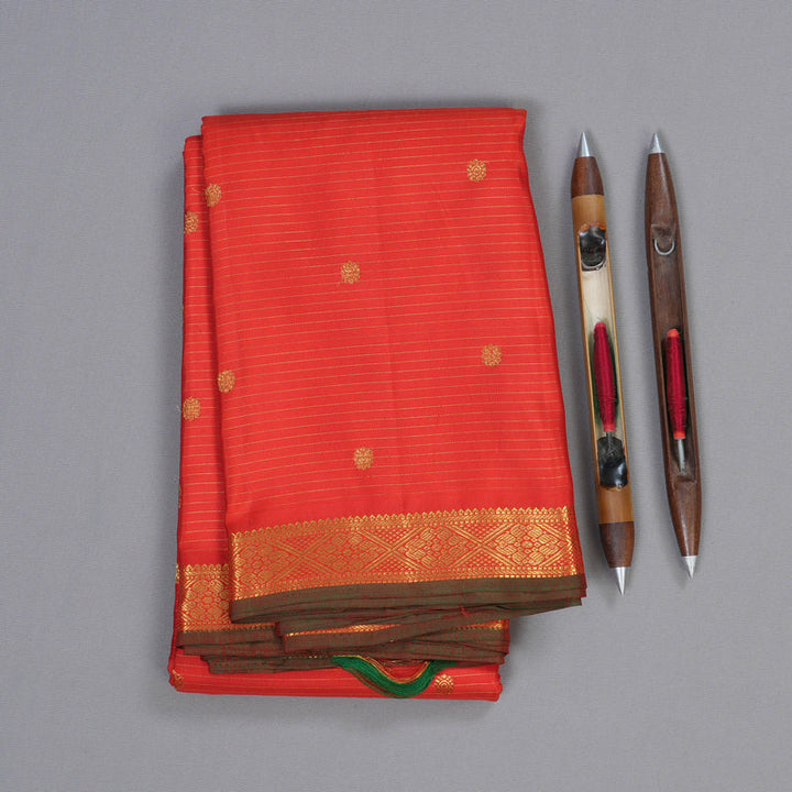 Hayagrivas Red Kanjivaram Silk Saree with Red Border BBD1712B25-1