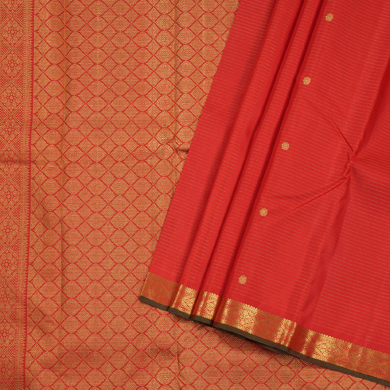 Hayagrivas Red Kanjivaram Silk Saree with Red Border BBD1712B25-1