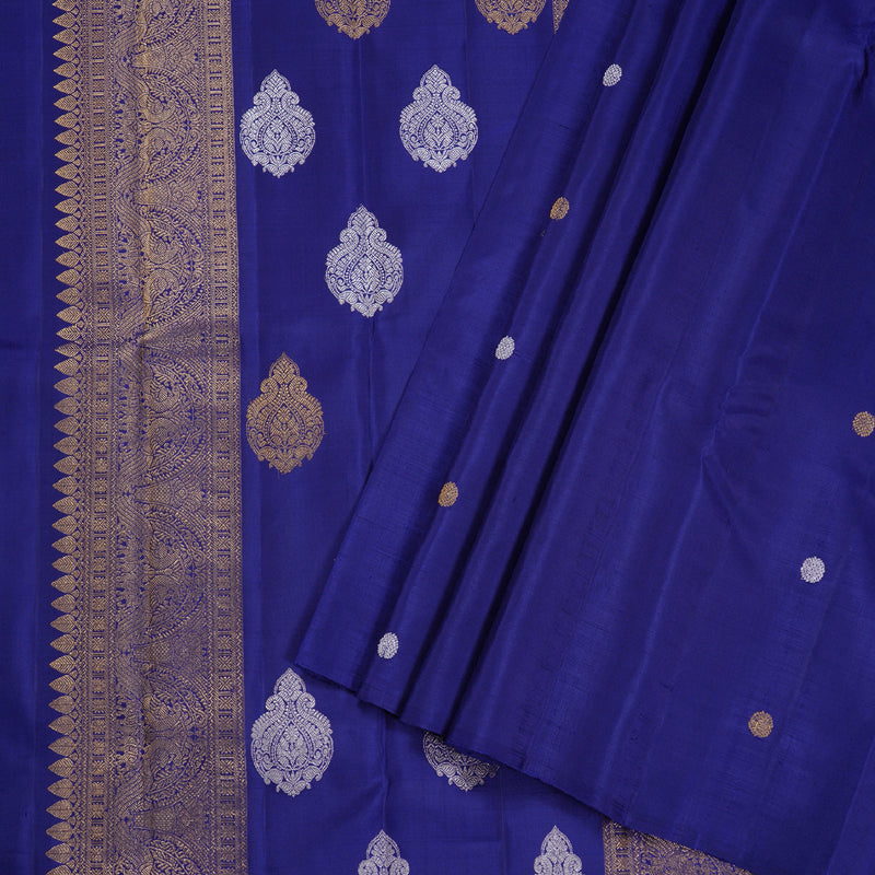 Hayagrivas Dark Blue Kanjivaram Silk Saree - BBD174E2-1