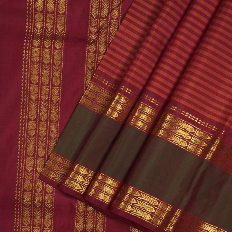 Hayagrivas Handloom Multicolour Kanjivaram Silk Saree with Manthalir Border BBD176E4-6