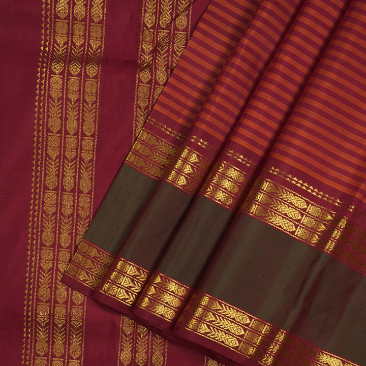 Hayagrivas Handloom Multicolour Kanjivaram Silk Saree with Manthalir Border BBD176E4-6