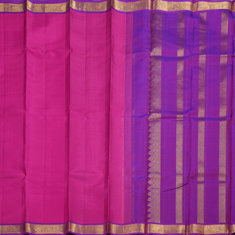 Hayagrivas Pink Handloom Kanjivaram Silk Saree with Purple Border BBD179E3-1