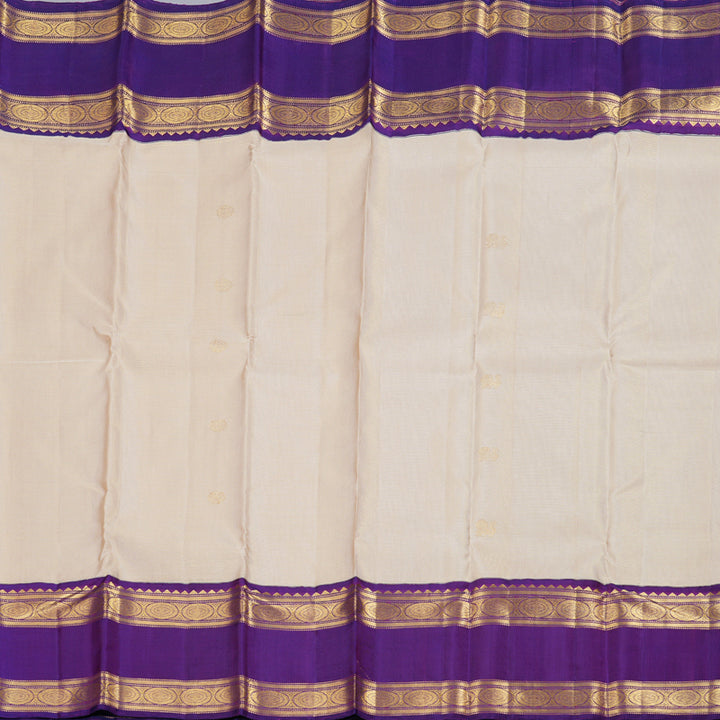 Hayagrivas Beige Kanjivaram Silk Saree with Purple Border BBD180E3-1