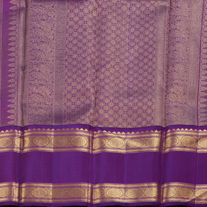 Hayagrivas Beige Kanjivaram Silk Saree with Purple Border BBD180E3-1