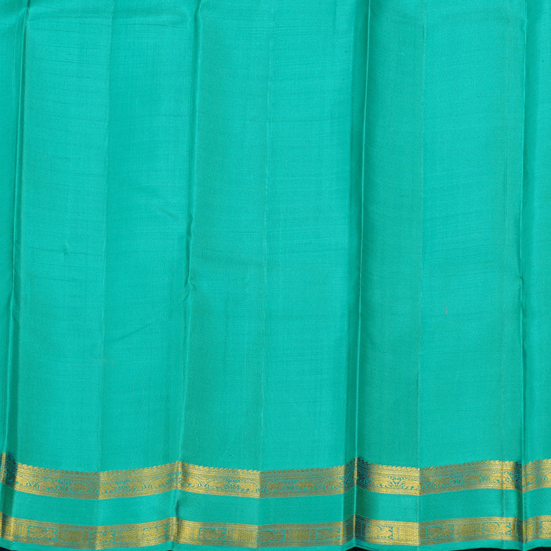 Hayagrivas Blue Kanjivaram Silk Saree with Sea Green Border BBD1821B3-1