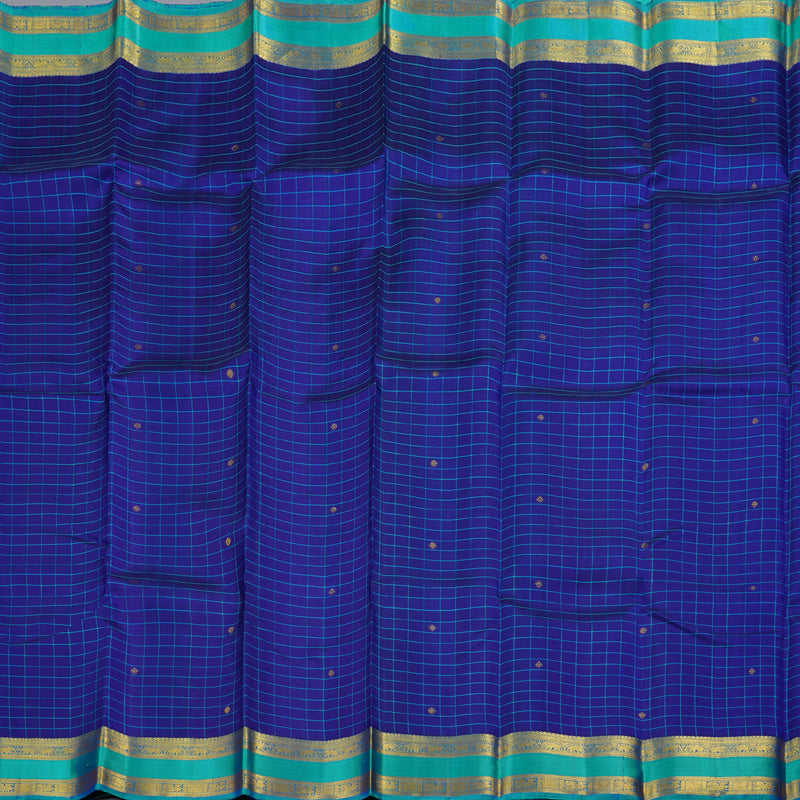 Hayagrivas Blue Kanjivaram Silk Saree with Sea Green Border BBD1821B3-1