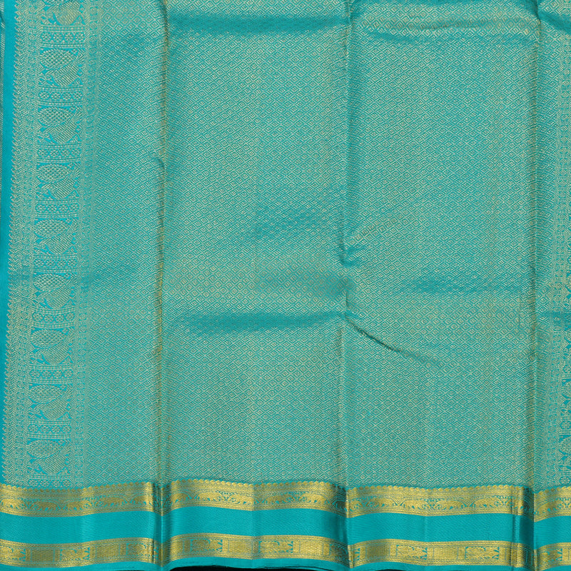 Hayagrivas Blue Kanjivaram Silk Saree with Sea Green Border BBD1821B3-1