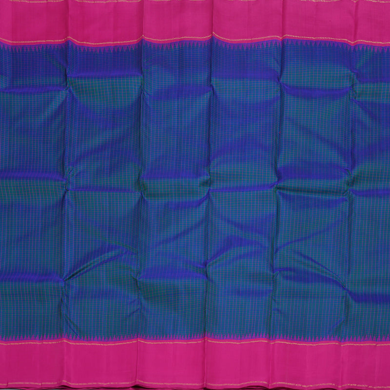 Hayagrivas Peacock Blue Kanjivaram Silk Saree with Pink Border BBD1826B8-2