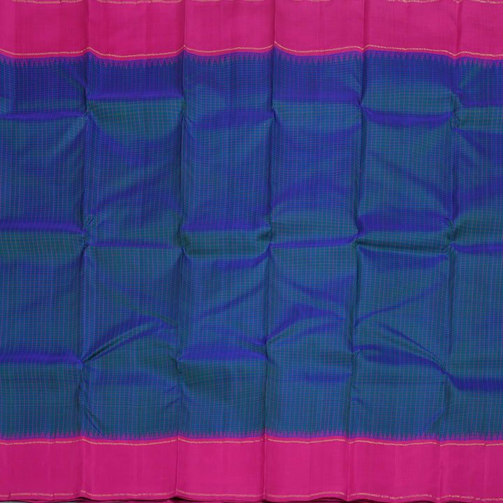 Hayagrivas Peacock Blue Kanjivaram Silk Saree with Pink Border BBD1826B8-2