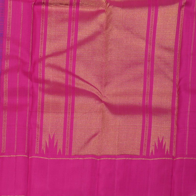 Hayagrivas Peacock Blue Kanjivaram Silk Saree with Pink Border BBD1826B8-2