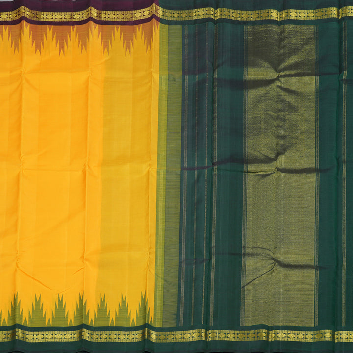 Hayagrivas Handloom Yellow With Green & Purple  Korvai Kanjivaram Silk Saree BBD1871B3-6