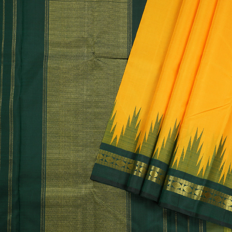 Hayagrivas Handloom Yellow With Green & Purple  Korvai Kanjivaram Silk Saree BBD1871B3-6