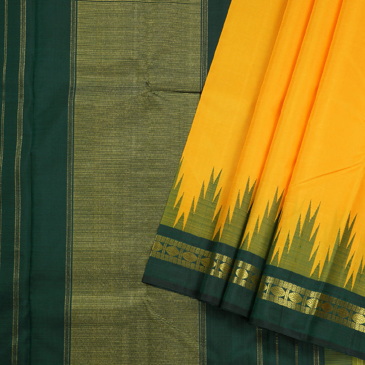 Hayagrivas Handloom Yellow With Green & Purple  Korvai Kanjivaram Silk Saree BBD1871B3-6