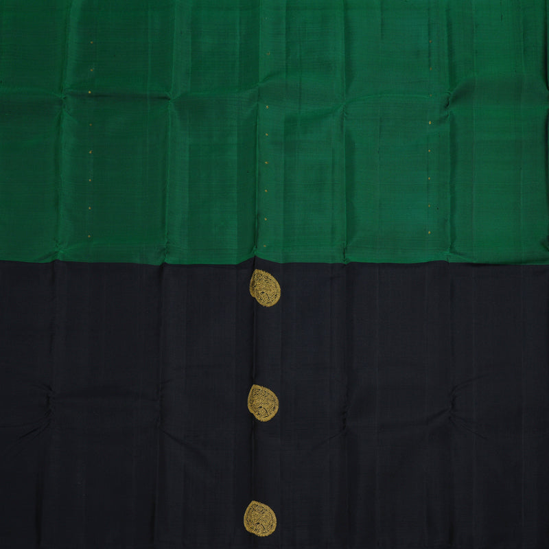 Hayagrivas Black And Bottle Green Handloom Kanjivaram Silk Saree BBD18D3-2