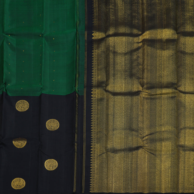 Hayagrivas Black And Bottle Green Handloom Kanjivaram Silk Saree BBD18D3-2