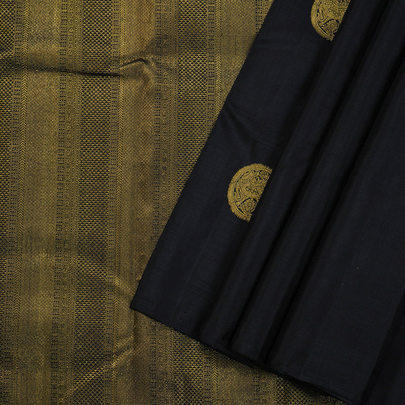 Hayagrivas Black And Bottle Green Handloom Kanjivaram Silk Saree BBD18D3-2