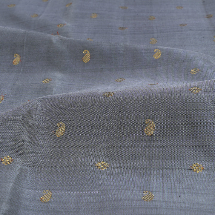 Hayagrivas Grey Kanjivaram Silk Saree with Purple Border - BBD1907C1-1