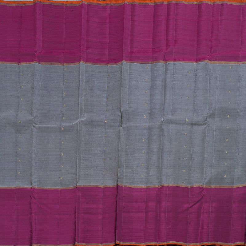 Hayagrivas Grey Kanjivaram Silk Saree with Purple Border - BBD1907C1-1