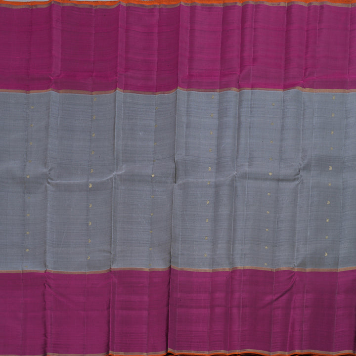 Hayagrivas Grey Kanjivaram Silk Saree with Purple Border - BBD1907C1-1