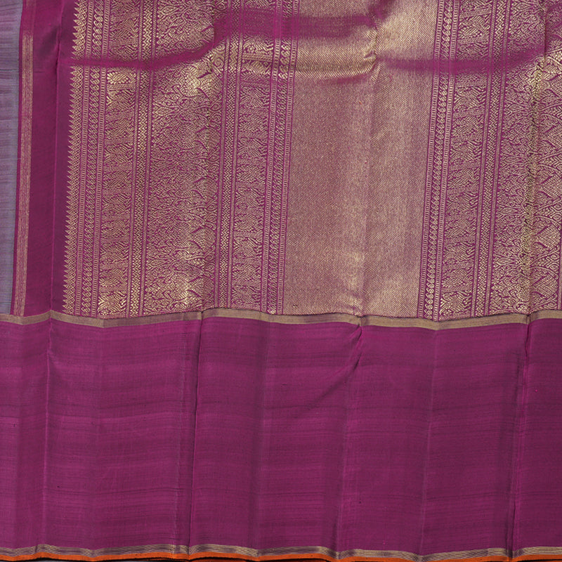 Hayagrivas Grey Kanjivaram Silk Saree with Purple Border - BBD1907C1-1