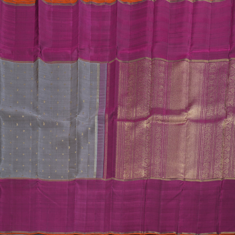 Hayagrivas Grey Kanjivaram Silk Saree with Purple Border - BBD1907C1-1