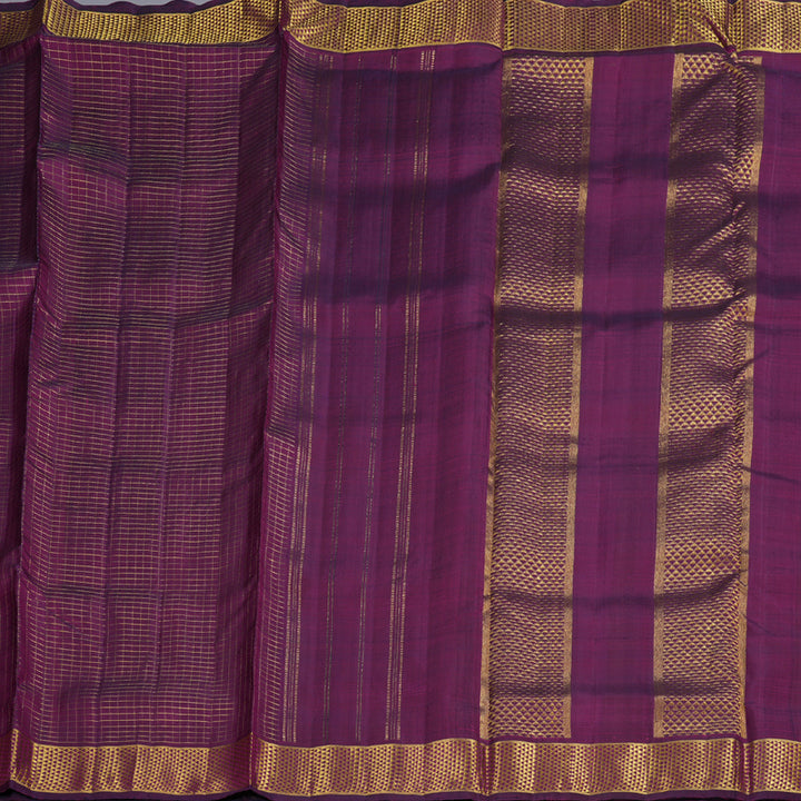 Hayagrivas Dark Purple Handloom Kanjivaram Ten Yards Silk Saree with Dark Purple Border BBD1909C7-2