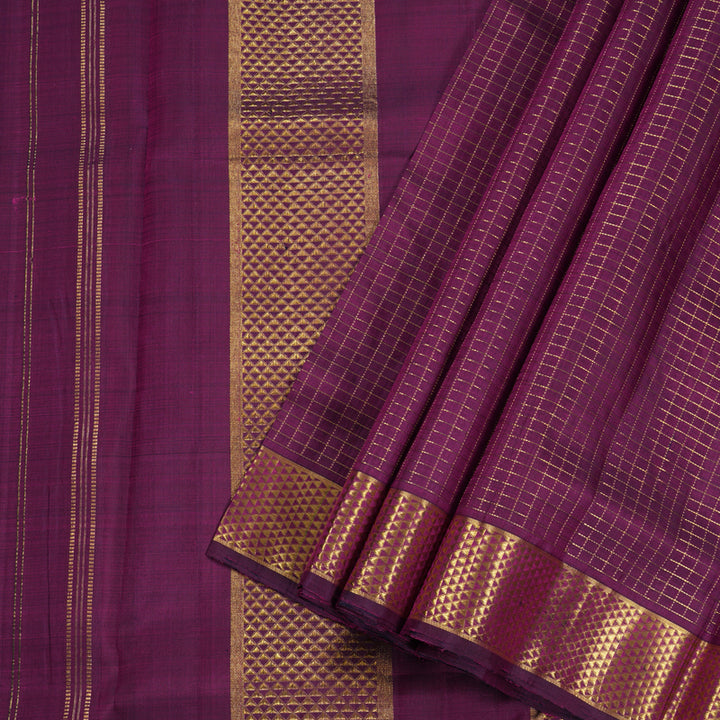 Hayagrivas Dark Purple Handloom Kanjivaram Ten Yards Silk Saree with Dark Purple Border BBD1909C7-2