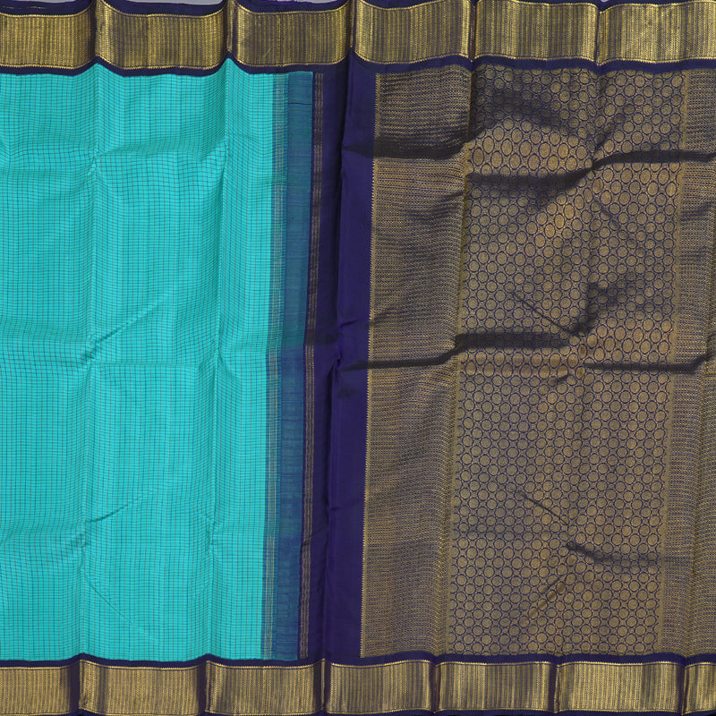 Hayagrivas Turqouise Blue Kanjivaram Silk Saree with Blue Border BBD1917C4-1