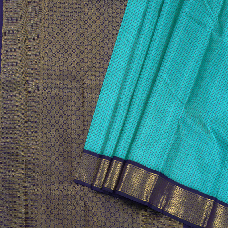 Hayagrivas Turqouise Blue Kanjivaram Silk Saree with Blue Border BBD1917C4-1