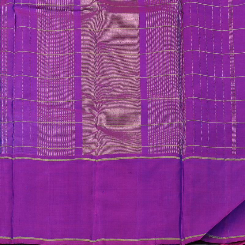 Hayagrivas Peacock Blue Handloom Kanjivaram Silk Saree with Purple Border BBD1921C7-3