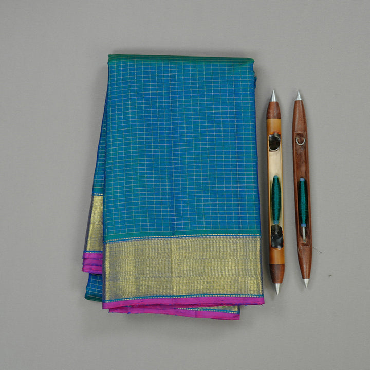 Hayagrivas Peacock Blue Handloom Kanjivaram Silk Saree BBD195E1-6