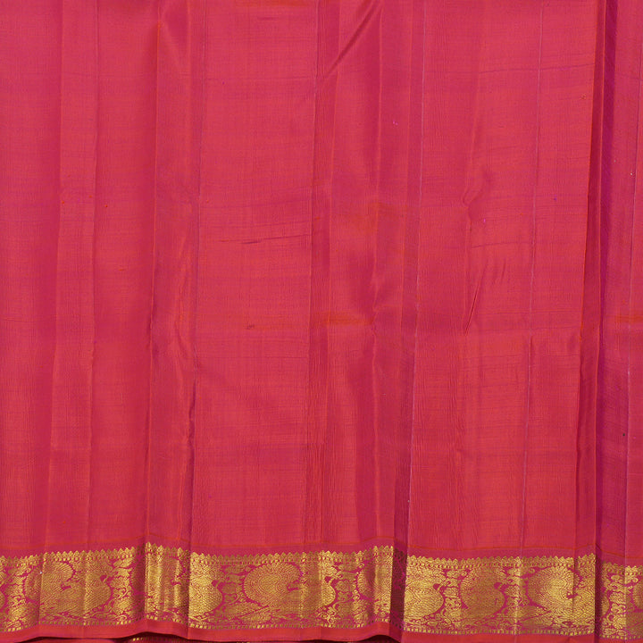 Hayagrivas Blue Handloom Kanjivaram Silk Saree with Orangish Pink Border BBD1963C2-2