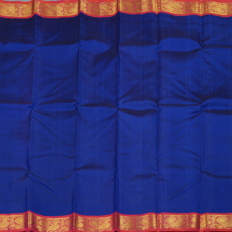 Hayagrivas Blue Handloom Kanjivaram Silk Saree with Orangish Pink Border BBD1963C2-2