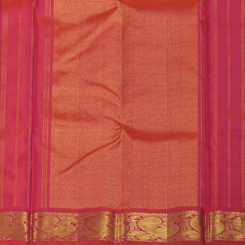 Hayagrivas Blue Handloom Kanjivaram Silk Saree with Orangish Pink Border BBD1963C2-2