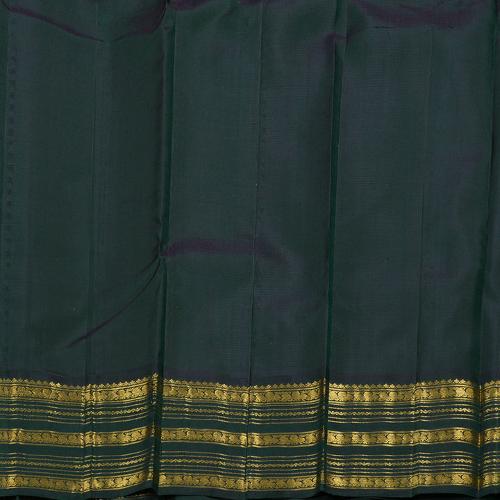 Hayagrivas Handloom Sandal - Beige Checks With Dark Green Border Kanjivaram Silk Saree BBD1975C12-1