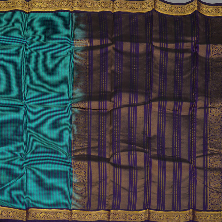 Hayagrivas Handloom Multicolour Checks Kanjivaram Silk Saree with Violet border BBD1979C5-4