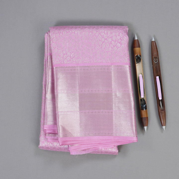 Hayagrivas Baby Pink Kanjivaram Silk Saree with Baby Pink Border - BBD197E2-2