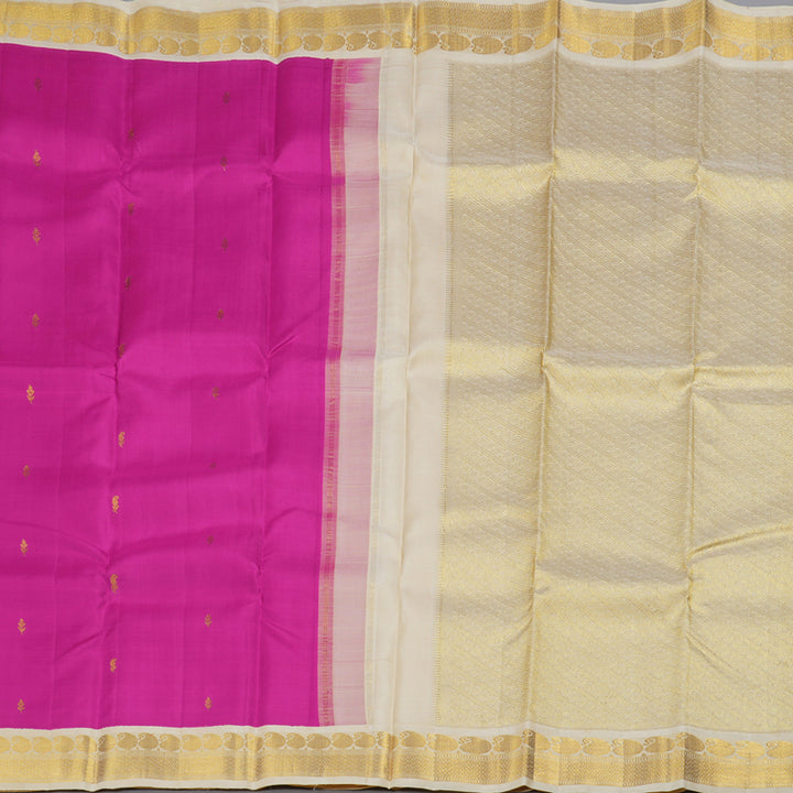 Hayagrivas Pink Kanjivaram Silk Saree with Half White Border BBD1980C7-1