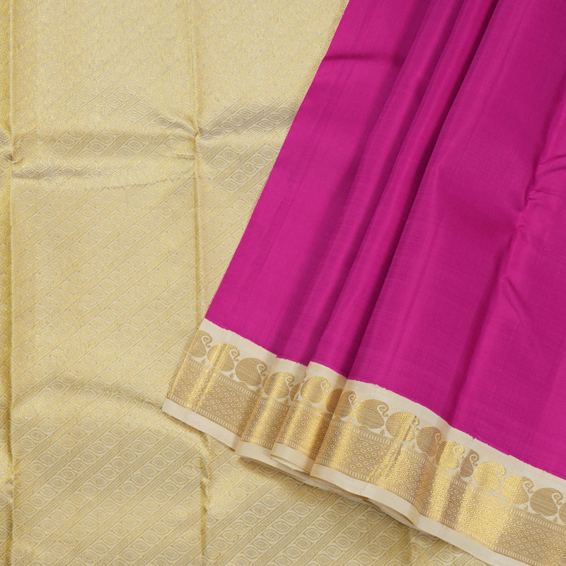 Hayagrivas Pink Kanjivaram Silk Saree with Half White Border BBD1980C7-1