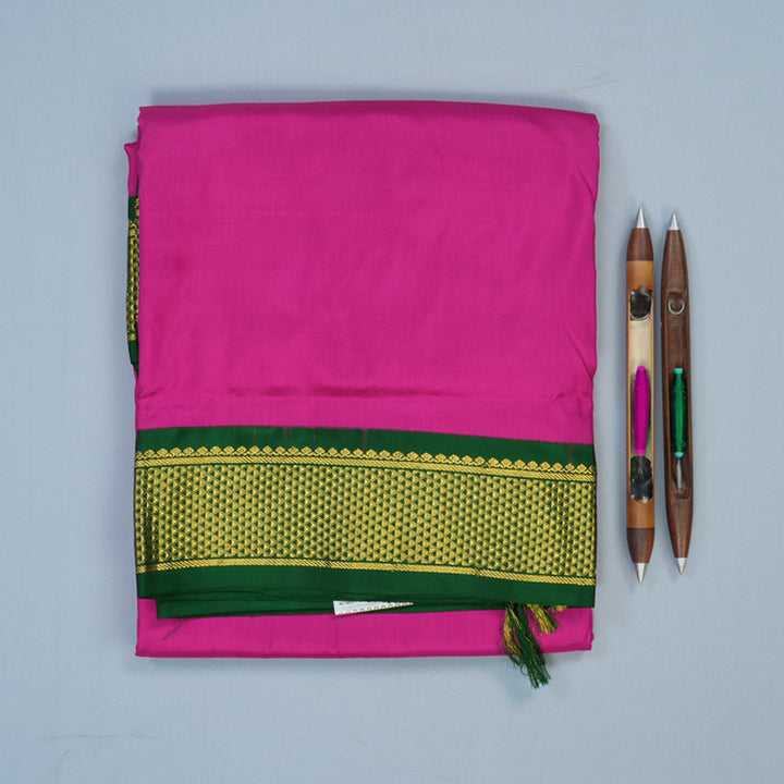 Hayagrivas Handloom Magenta Ten Yards Silk Saree with Bottle Green Border BBD1990C1-79