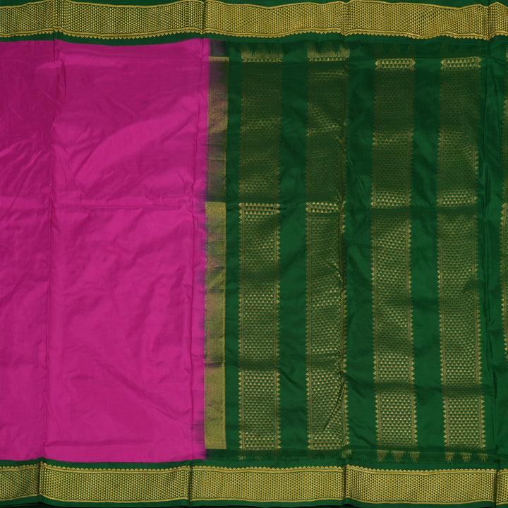Hayagrivas Handloom Magenta Ten Yards Silk Saree with Bottle Green Border BBD1990C1-79