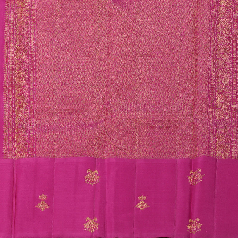 Hayagrivas Black And White Muted Checks Handloom Kanjivaram Silk Saree with Pink Border BBD1991C1-1