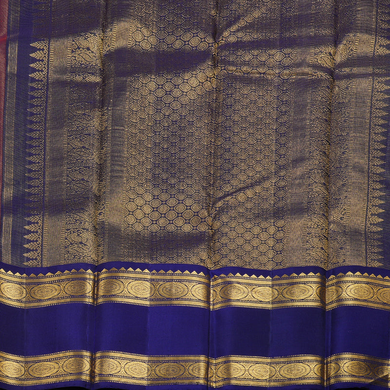 Hayagrivas Redish Pink Kanjivaram Silk Saree with Blue Border - BBD2019C3-1